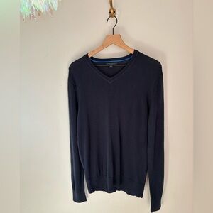 Banana Republic Navy Blue Silk Cashmere V-Neck Sweater Size Medium